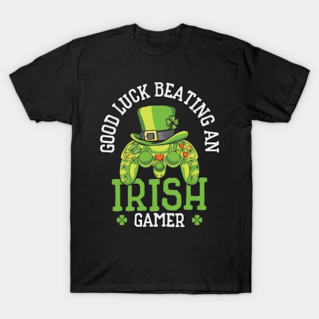 St. Patrick's Day Gaming Shamrock Gamer Video Games T-Shirt by Tom´s TeeStore